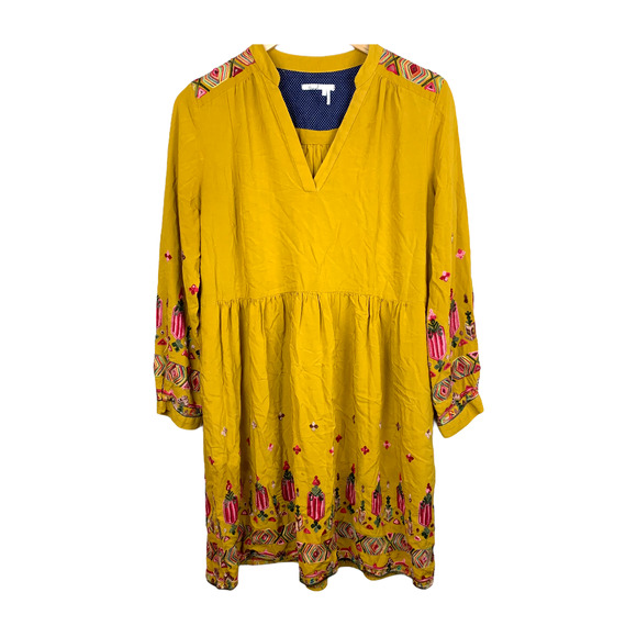 Anthropologie Floreat Raella Mustard Tunic Dress L - Picture 2 of 12